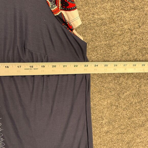 Nygard T-Shirt Women 2X Plus Blue Geometric V-Neck Short Sleeve Pullover Casual - Picture 4 of 6